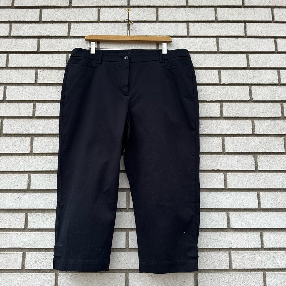 Talbots Cotton Perfect‎ Skimmer Cropped Black Slim Leg Pedal Pusher Pants 16